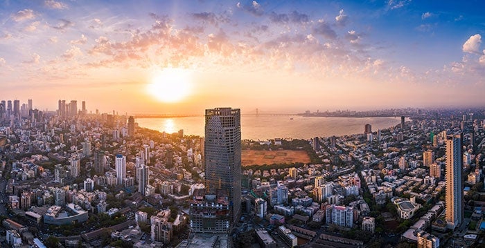 mumbai skyline at sunset